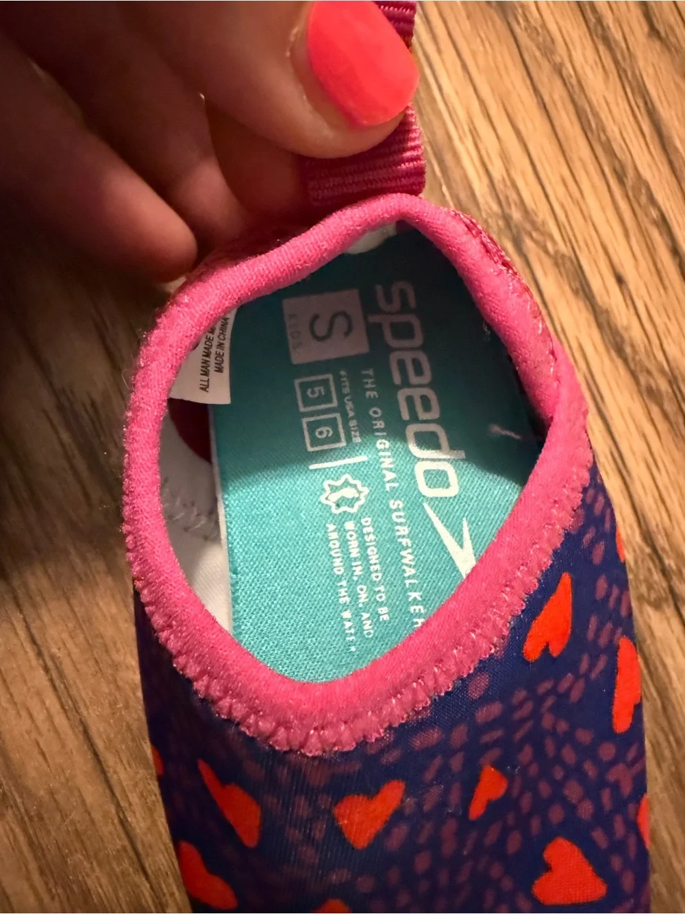 Speedo Girls Pink and Purple Heart Water Shoes size small 5/6